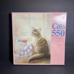 VTG 1988 Sealed MB Milton Bradley Knittin Kitten Cats 550 Interlocking Puzzle